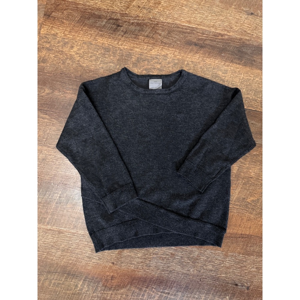 Zara Girls 5Y Charcoal Gray Knit Sweater 100% Cotton Winter Collection